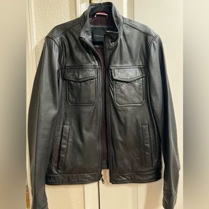 TOMMY HILFIGER Men's Leather Jacket Size M GENUINE LEATHER from Wilson Leather